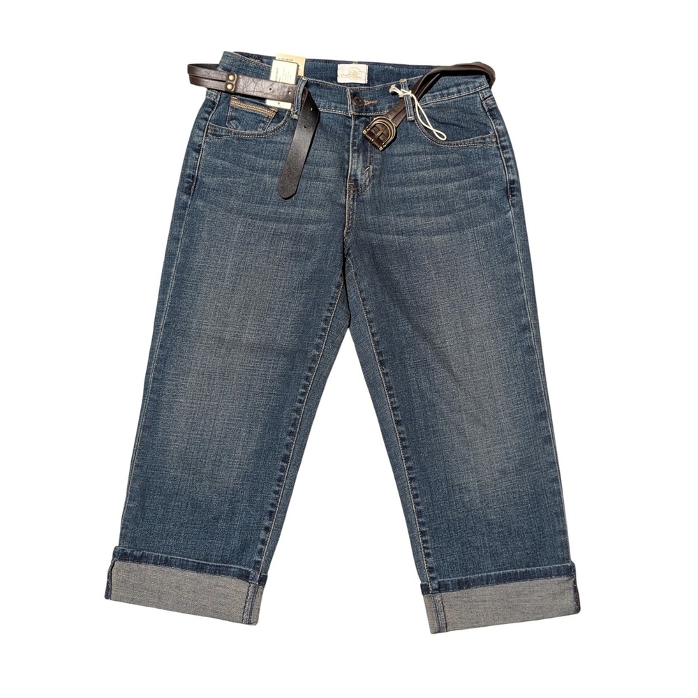 Levis Capri Jeans Women 4 Blue 515 Mid Rise Medium Wash Cuffed Belted Denim Pant